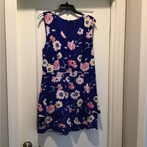 Kamari Blue Floral Sleeveless Romper in Blue and Pink
